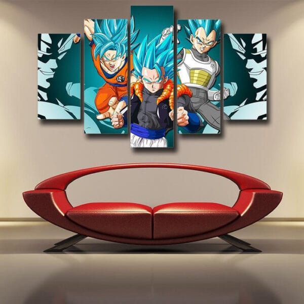 Resurrection F Goku Vegeta Super Saiyan Blue Gogeta 5pc Wall Art