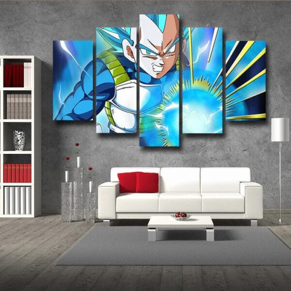 Dragon Ball Angry Vegeta Super Saiyan Blue 5pc Wall Art Decor