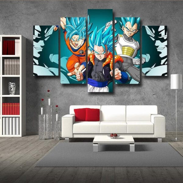 Resurrection F Goku Vegeta Super Saiyan Blue Gogeta 5pc Wall Art