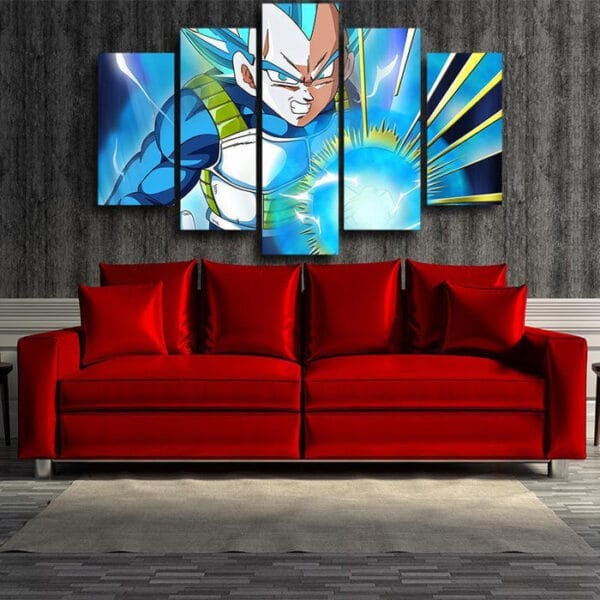 Dragon Ball Angry Vegeta Super Saiyan Blue 5pc Wall Art Decor