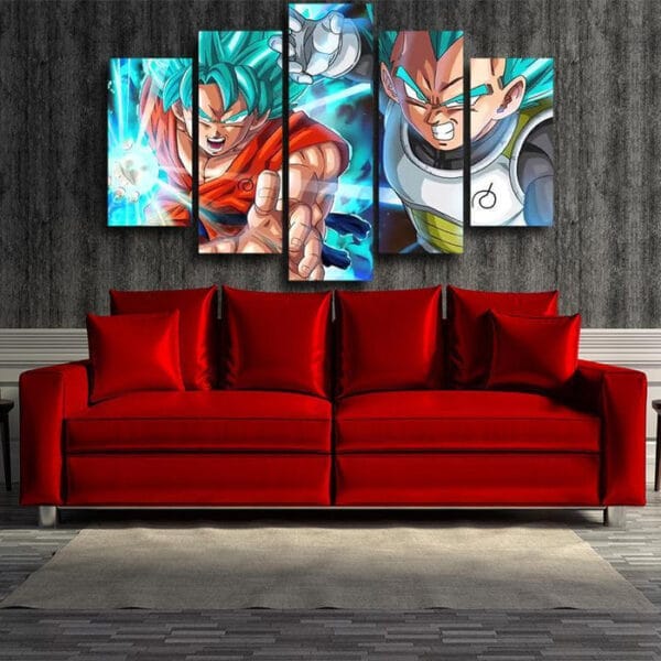 Resurrection F Goku Vegeta Ki Blast Fighting 5pc Decor Wall Art