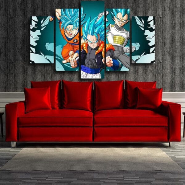 Resurrection F Goku Vegeta Super Saiyan Blue Gogeta 5pc Wall Art