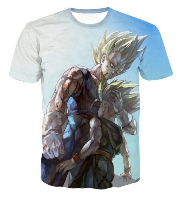 Father and Son Bloody Majin Vegeta Super Saiyan Kid Trunks 3D T-shirt