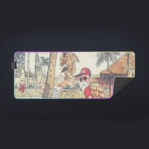 Palm Tree Cute Kid Goku Master Roshi Vintage Beige cool LED Mouse Pad