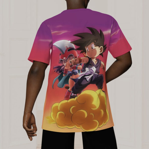 Kid Goku & Chichi Flying on Golden Cloud 3D T-Shirt