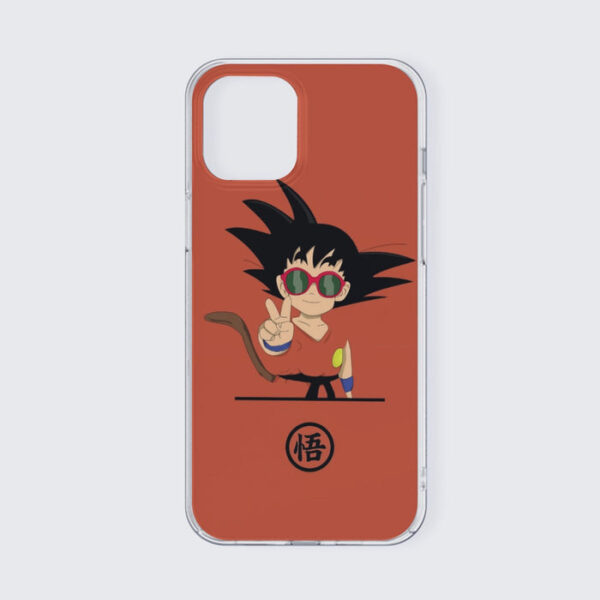 Kid Goku With Glasses And Red Background Dragon Ball iPhone 13 Case