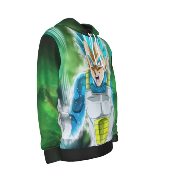 Dragon Ball Z Vegeta God Form In Blue Hair Green Hoodie