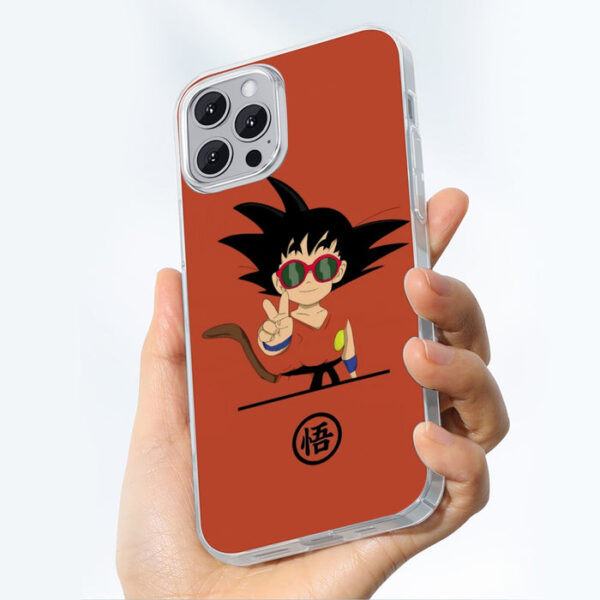 Kid Goku With Glasses And Red Background Dragon Ball iPhone 13 Case