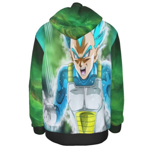 Dragon Ball Z Vegeta God Form In Blue Hair Green Hoodie