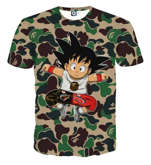 Dragon Ball Shirt  Jumping Kid Goku Camouflage T-Shirt