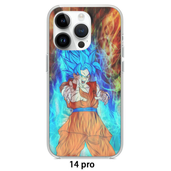 DBZ Goku Super Saiyan God Blue SSGSS Power Aura Fire Theme Design Iphone 14 Case