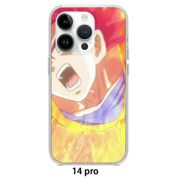 Dragon Ball Goku Super Saiyan Red God Face Portrait Print Iphone 14 Case