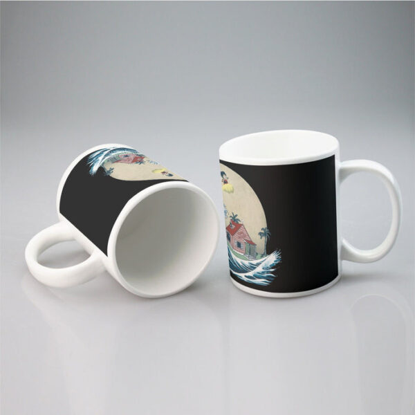 DBZ Kid Goku And Master Roshi Surfing To Kame House Mug