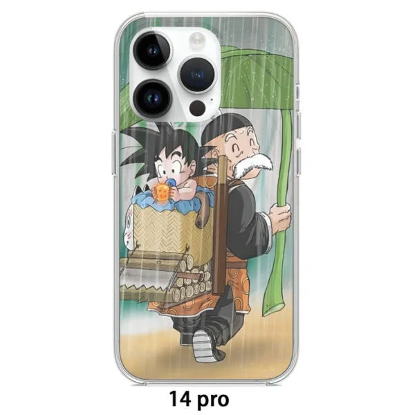 DBZ Kid Goku Super Saiyan Grandpa Gohan Cover Rain Cute Design Iphone 14 Case