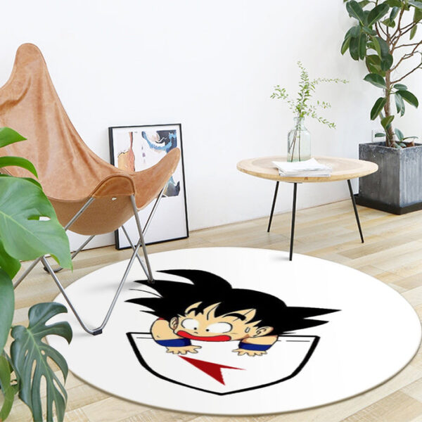 Dragon Ball Kid Goku Coming Out Of Pocket round mat