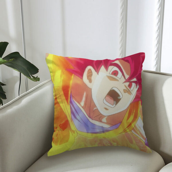 Dragon Ball Goku Super Saiyan Red God Face Portrait Print  Couch Pillowcase