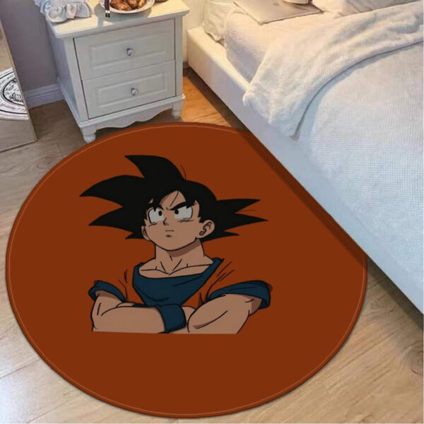 Goku Orange Minimalistic Background round mat