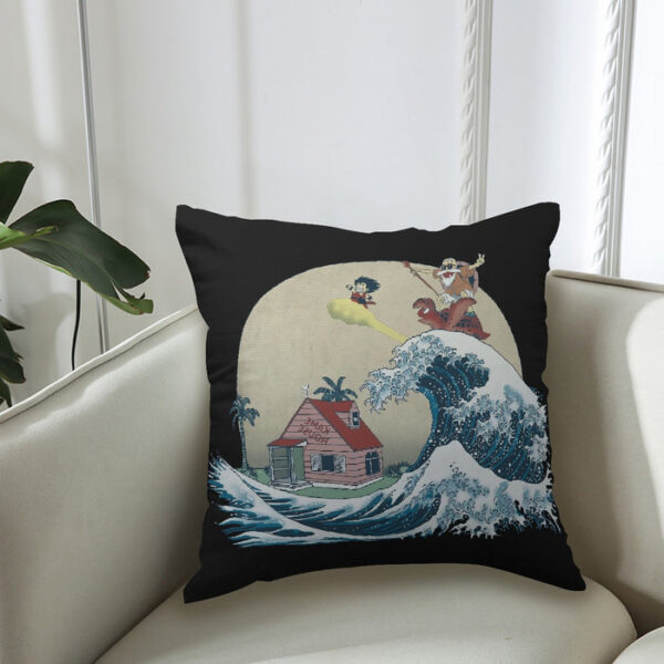 DBZ Kid Goku And Master Roshi Surfing To Kame House Couch Pillowcase