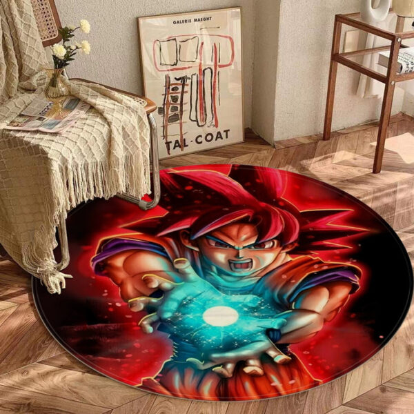 Awesome Red Hair Goku DBZ round mat