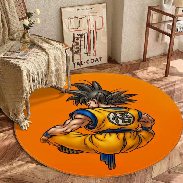 Goku Orange Background round mat