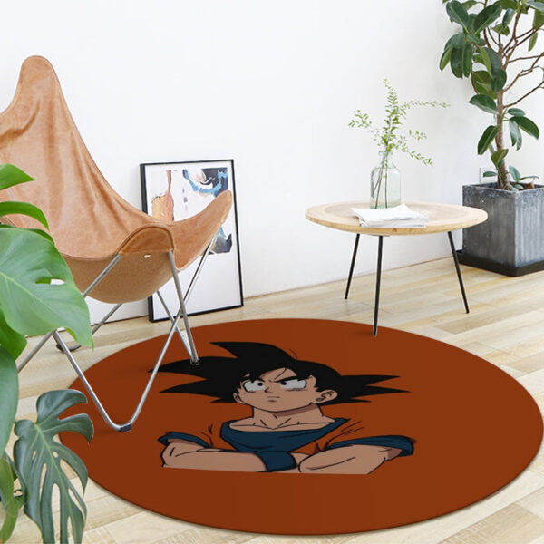 Goku Orange Minimalistic Background round mat