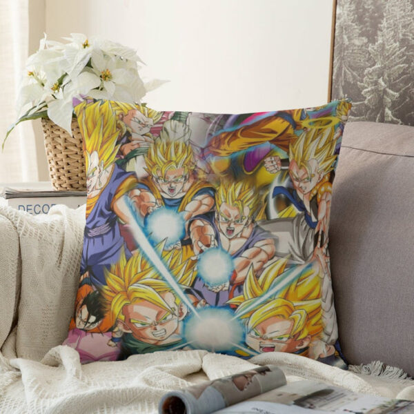 DBZ Goku Gohan Goten Super Saiyan Kamehameha Color Design Couch Pillowcase