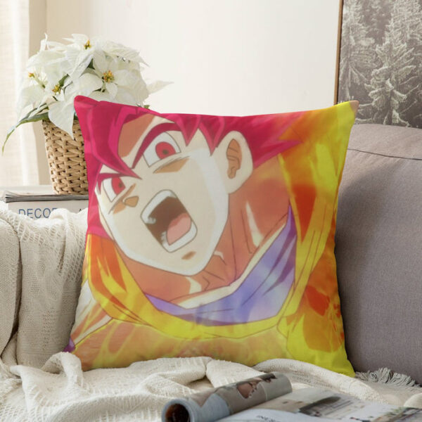 Dragon Ball Goku Super Saiyan Red God Face Portrait Print  Couch Pillowcase