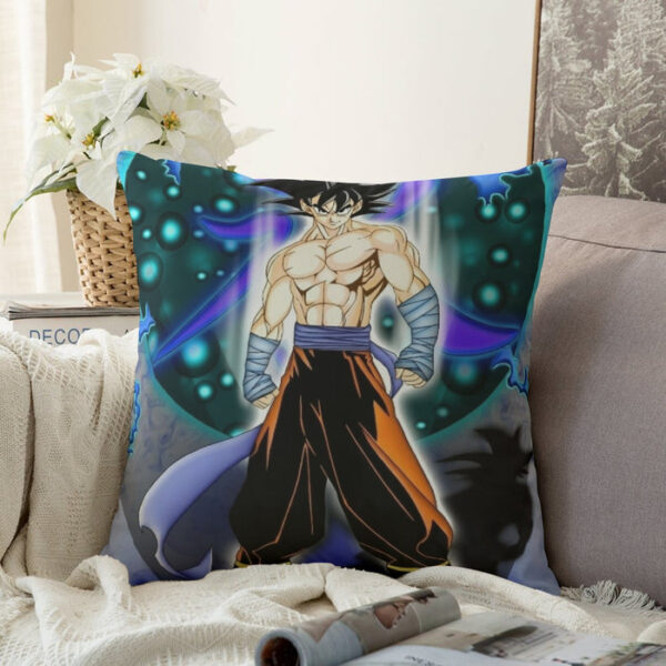 DBZ Goku Muscular Saiyan Vibrant Background Art Style Couch Pillowcase