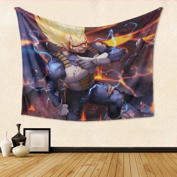 Dragon Ball Z Vegeta Super Saiyan Lightning Custom Tapestry