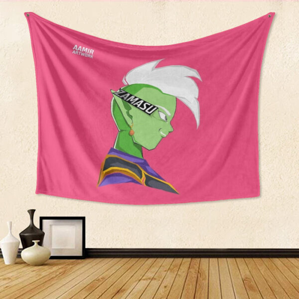 Dragon Ball Super Cool Grin Zamasu Potara Earring Pink Tapestry