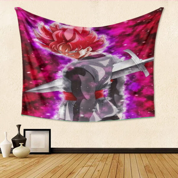 Dragon Ball Super Black Goku Rose Impaled Trunks Sword Tapestry