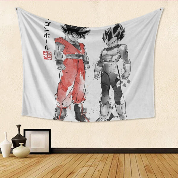 Watercolor Goku And Vegeta Posing Dragon Ball Z Tapestry