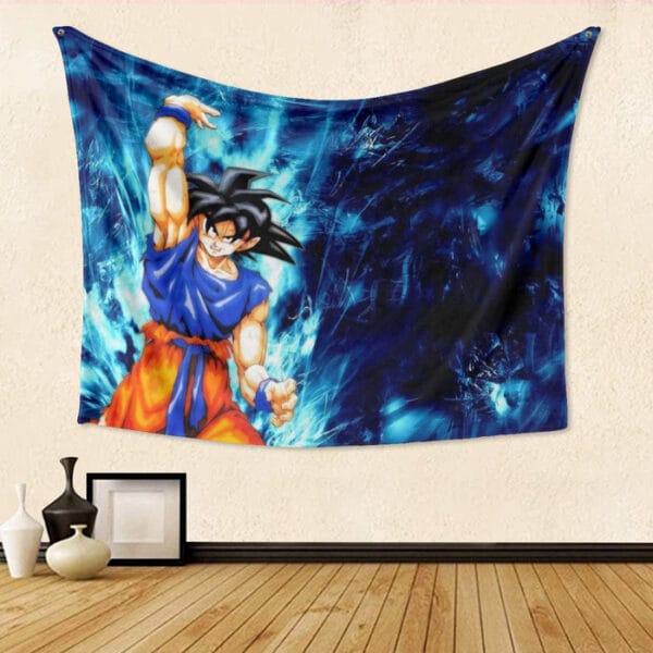 Dragon Ball Z Son Goku Cool Blue Aura Energy Ball Tapestry