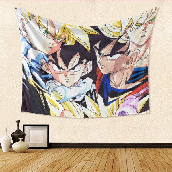 Dragon Ball Goku Vegeta Trunks Gohan Super Saiyan Cool Trending Design Tapestry