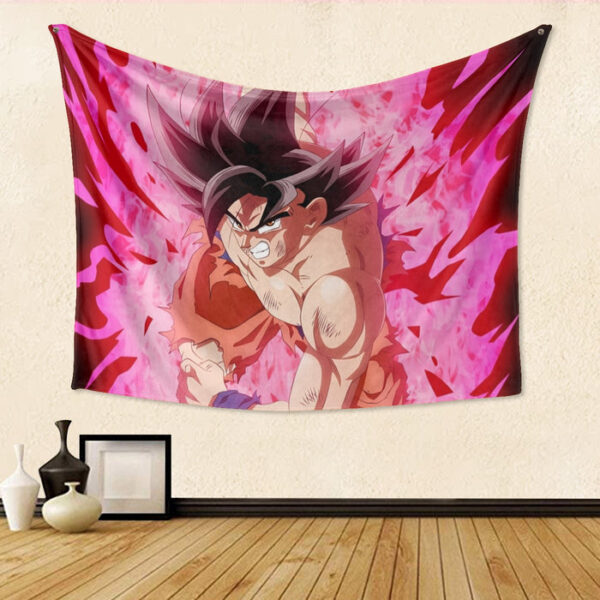 Dragon Ball Super Bruised Goku Red Kaioken Streetwear Tapestry