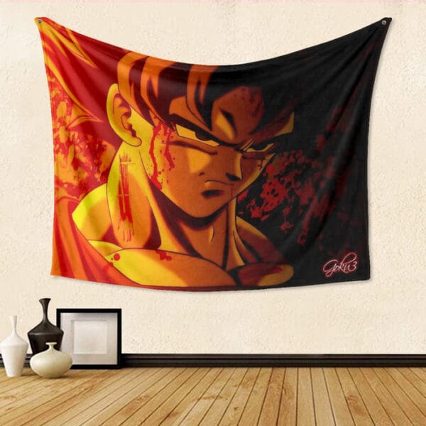 Dragon Ball Z Pissed Serious Son Goku Dope Orange Tapestry