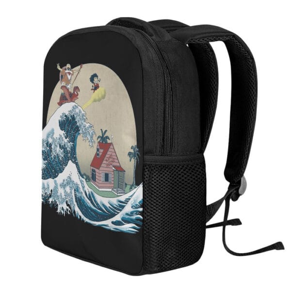 DBZ Kid Goku And Master Roshi Surfing To Kame House Backpack