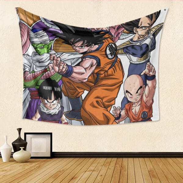 DBZ Goku Fighting Stance Gohan Piccolo Krillin Vegeta Frieza Color Tapestry