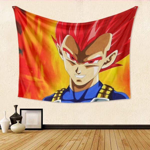 Dragon Ball Vegeta Super Saiyan Red God Vibrant Print Tapestry