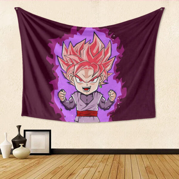 DBZ Goku Black Zamasu Rose Super Saiyan Cute Chibi Design Tapestry