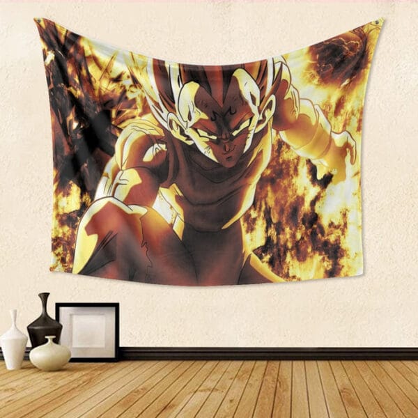 Dragon Ball Z Dope Majin Vegeta Grin Yellow Aura Tapestry