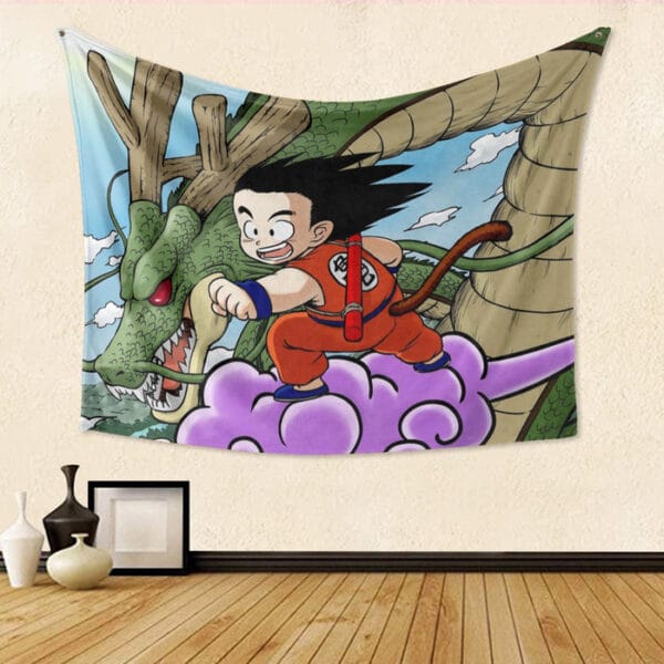 Dragon Ball  Kid Goku Flying With Shenron Tapestry