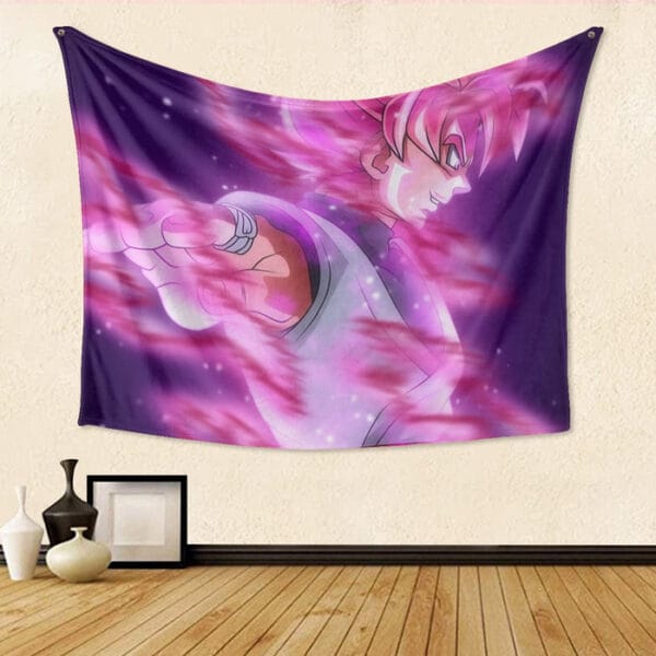 Dragon Ball Super Saiyan Black Goku Rose Cool Casual Tapestry