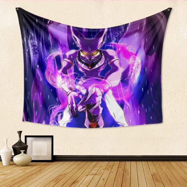 DBZ Mighty Destruction God Beerus Egyptian Cat Sport Design Tapestry