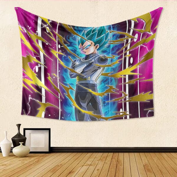 Dragon Ball Vegeta Super Saiyan God Blue SSGSS Aura Power Dope Design Tapestry