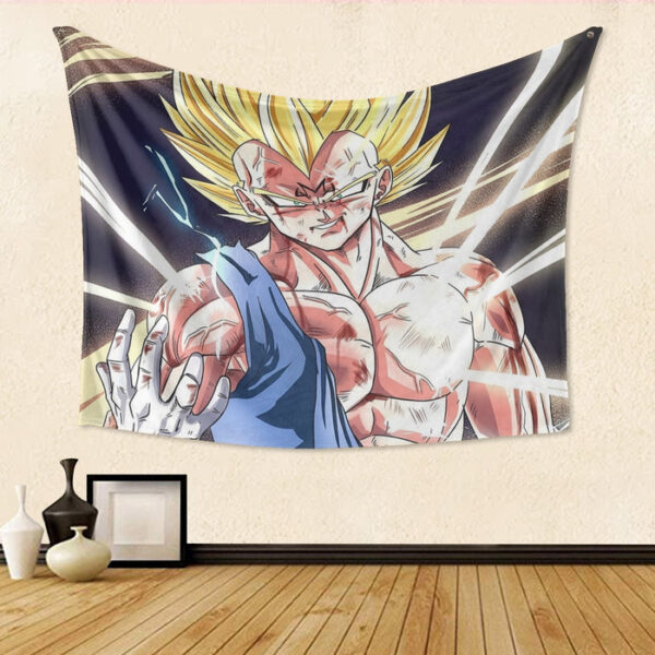 DBZ Majin Vegeta Saiyan Prince Fight Injure Manga Style Trending Tapestry