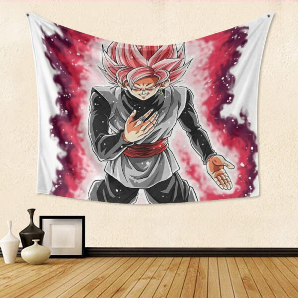 Dragon Ball Super Black Goku Rose 2 Super Saiyan Grin Tapestry