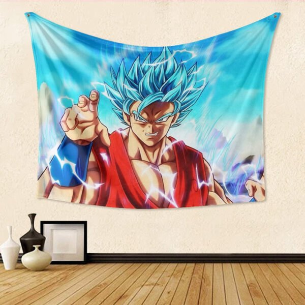 Dragon Ball Super Goku Blue Lightning SSGSS Design Tapestry