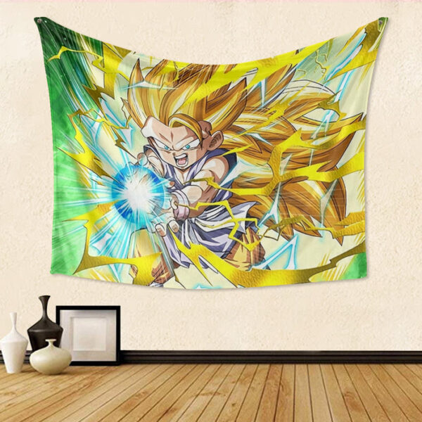 Dragon Ball Kid Goku SSJ3 Kamehameha Tapestry