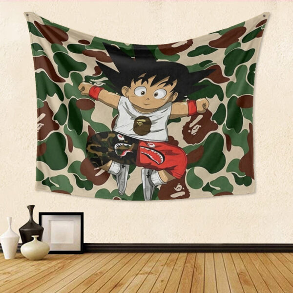 Dragon Ball Jumping Kid Goku Camouflage Tapestry